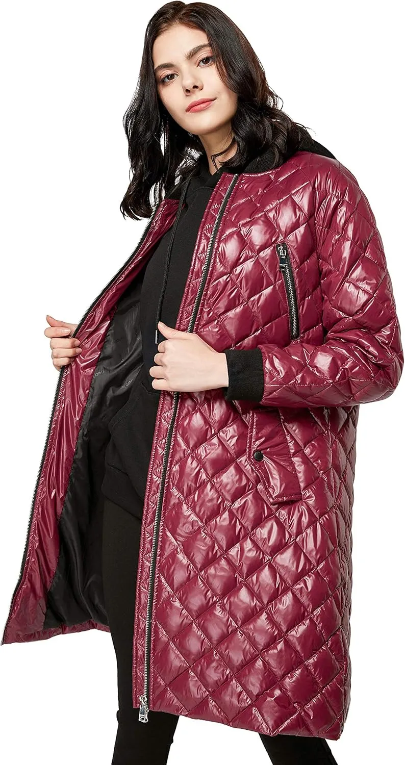 Orolay Women's Down Winter Coats with Plaid Style Rib Knit Lightweight Jacket
