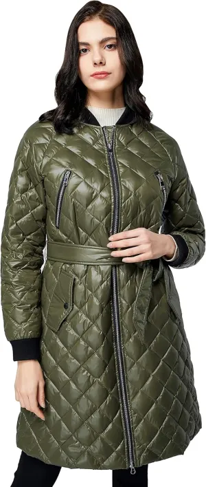 Orolay Women's Down Winter Coats with Plaid Style Rib Knit Lightweight Jacket