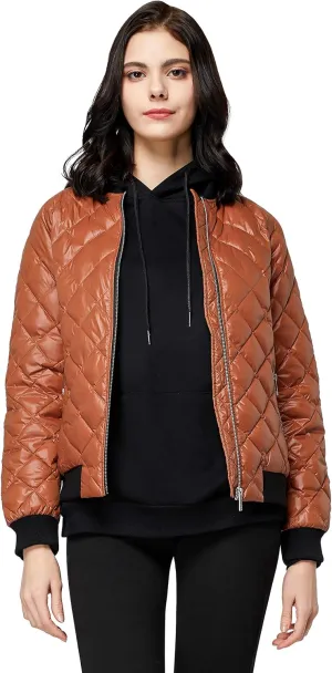 Orolay Women's Down Winter Coats with Plaid Style Rib Knit Lightweight Jacket