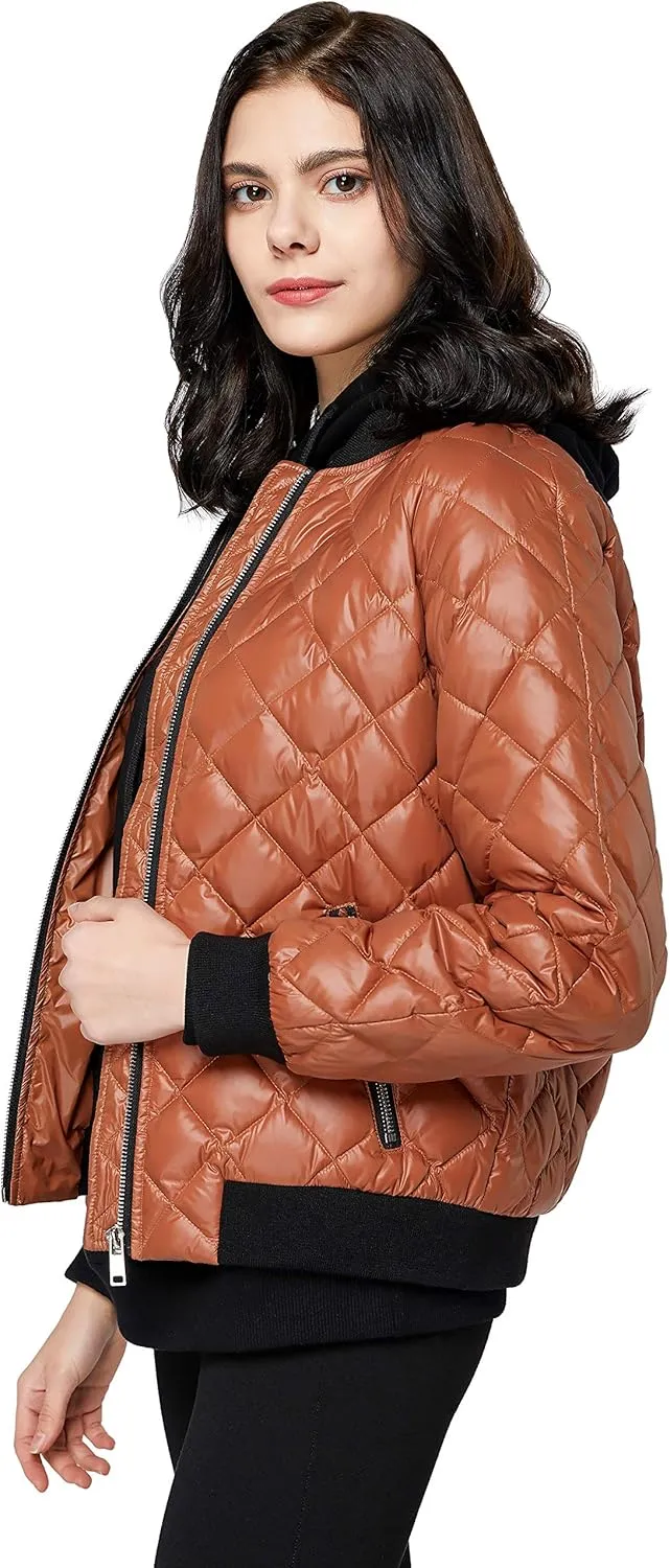 Orolay Women's Down Winter Coats with Plaid Style Rib Knit Lightweight Jacket