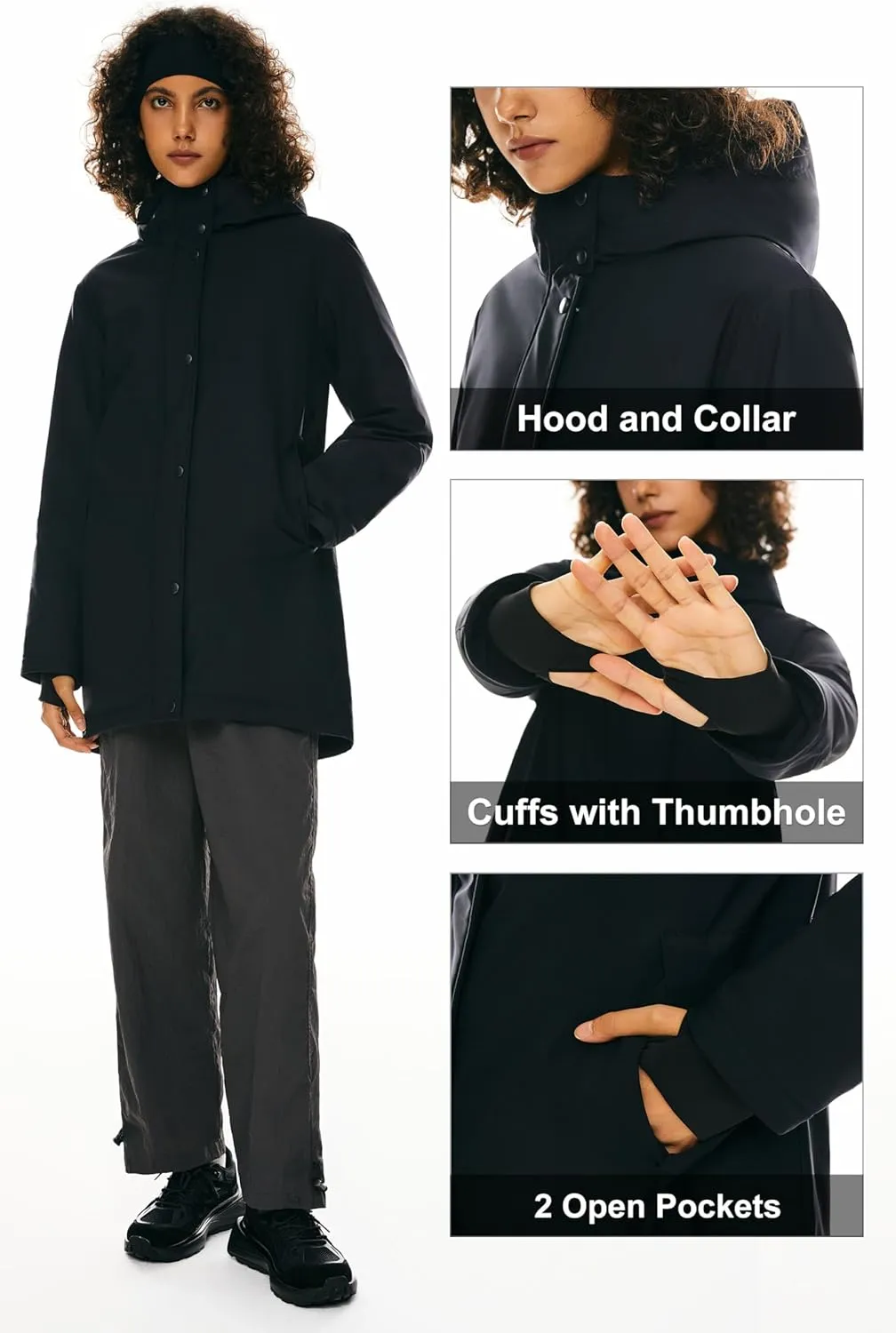 Orolay Women's Hooded Winter Puffer Jacket Long Down Parka Full Zip Lightweight Warm Outdoor Coat with Pockets