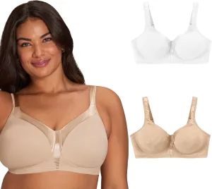 Playtex Women's Wireless Bra, 18 Hour Plus-Size T-Shirt Bras Available, Smoothing, Full Coverage, 4803, Single or 2-Pack
