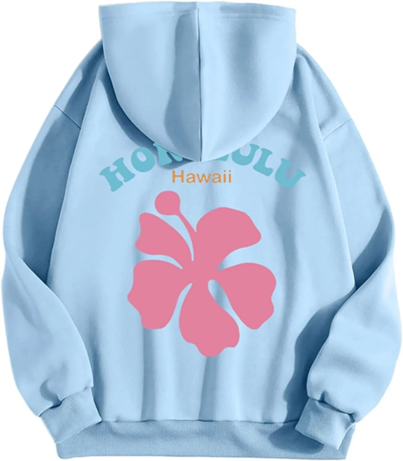 Preppy Hoodies Womens Pink Hoodie Fall Graphic Long Sleeve Drawstring Hooded Pocket Pullover Sweatshirts