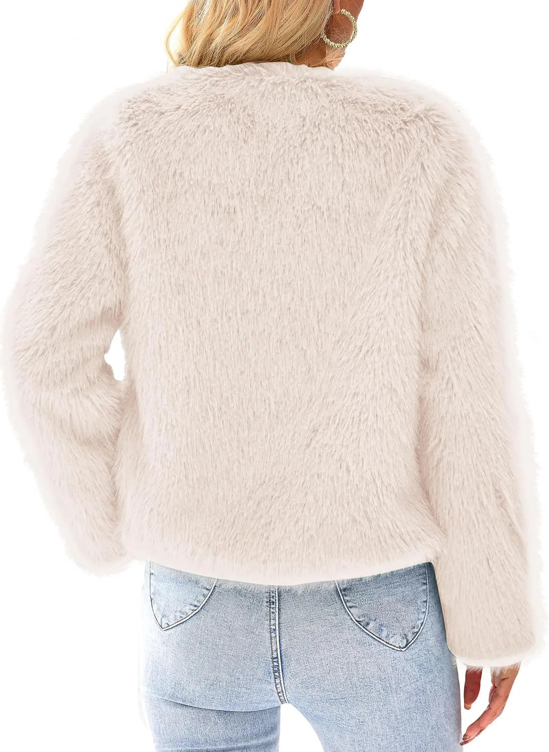 PRETTYGARDEN Women's 2025 Winter Coats Fleece Cropped Jacket Faux Fur Long Sleeve Pockets Shaggy Warm Outerwear Fall Clothes