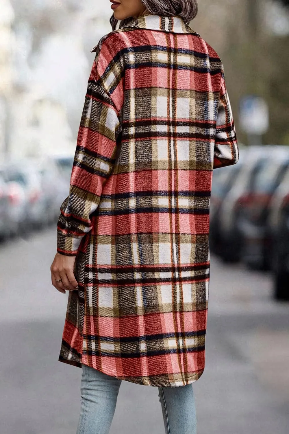 PRETTYGARDEN Women's Plaid Shacket 2025 Long Sleeve Button Up Flannel Shirt Winter Tartan Jacket Woolen Coats