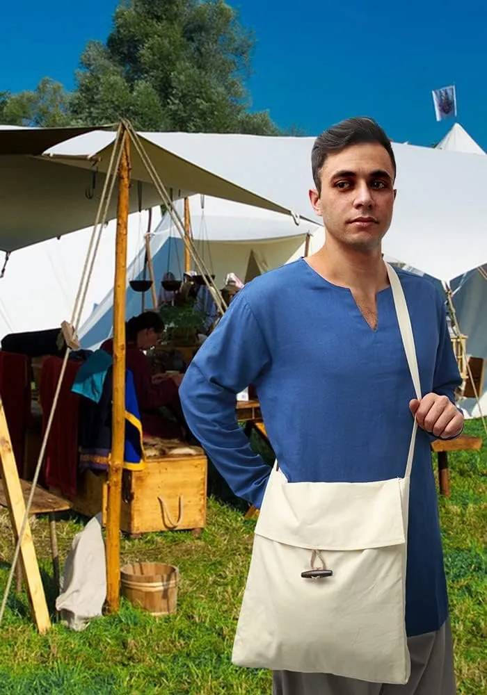PROCOS Mens Medieval Undershirts Retro Linen Tunic Long Sleeve Shirts Pirate Reenactment