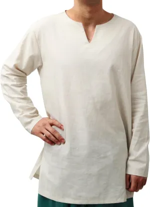 PROCOS Mens Medieval Undershirts Retro Linen Tunic Long Sleeve Shirts Pirate Reenactment