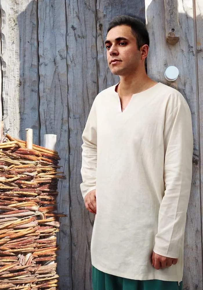 PROCOS Mens Medieval Undershirts Retro Linen Tunic Long Sleeve Shirts Pirate Reenactment