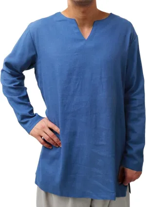 PROCOS Mens Medieval Undershirts Retro Linen Tunic Long Sleeve Shirts Pirate Reenactment