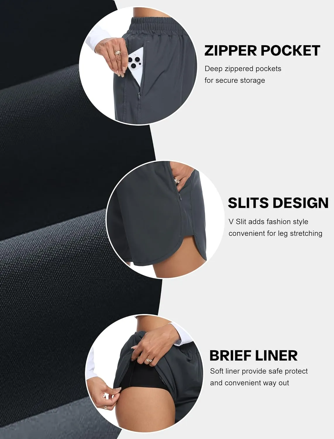SILKWORLD Women's Running Shorts Hight Waist 5" Summer Athletic Gym Workout Fashion Short with Liner and Zipper Pockets