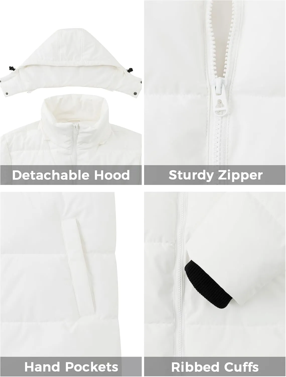 Skieer Men's Winter Coat Waterproof Warm Insulated Quilted Puffer Jacket with Detachable Hood