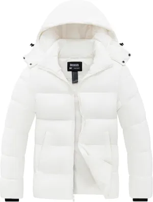 Skieer Men's Winter Coat Waterproof Warm Insulated Quilted Puffer Jacket with Detachable Hood