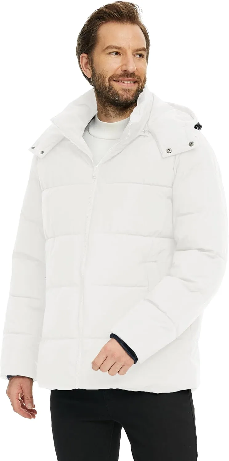 Skieer Men's Winter Coat Waterproof Warm Insulated Quilted Puffer Jacket with Detachable Hood