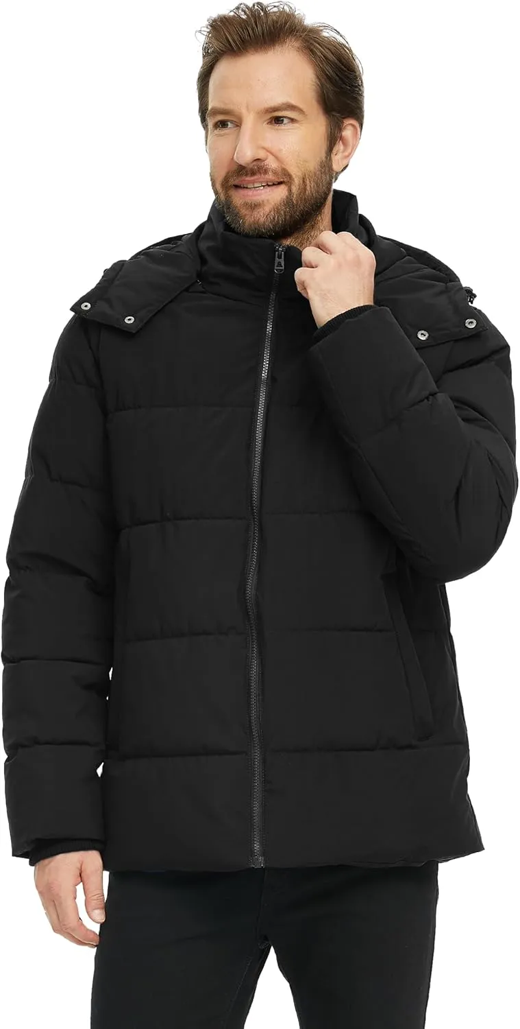 Skieer Men's Winter Coat Waterproof Warm Insulated Quilted Puffer Jacket with Detachable Hood
