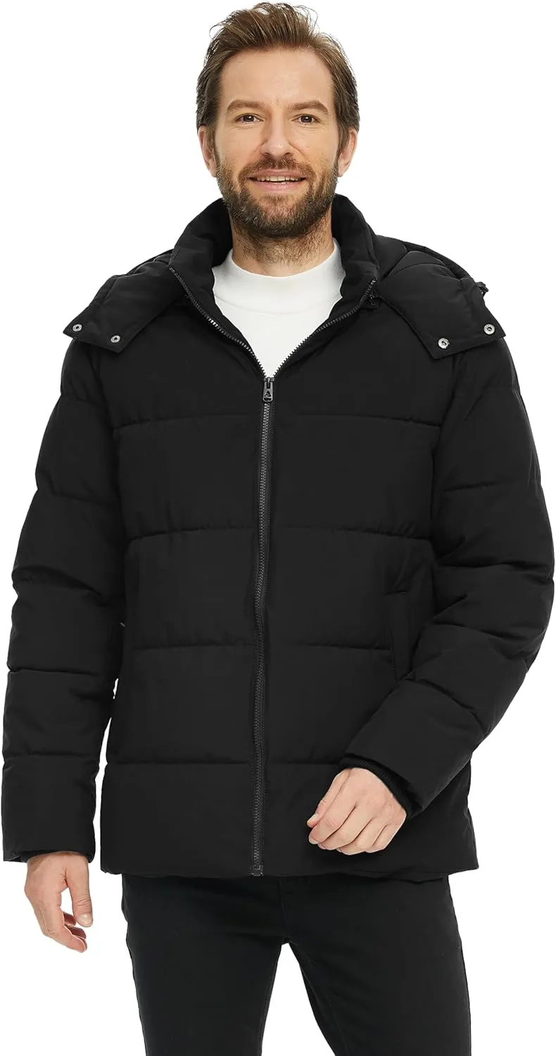 Skieer Men's Winter Coat Waterproof Warm Insulated Quilted Puffer Jacket with Detachable Hood
