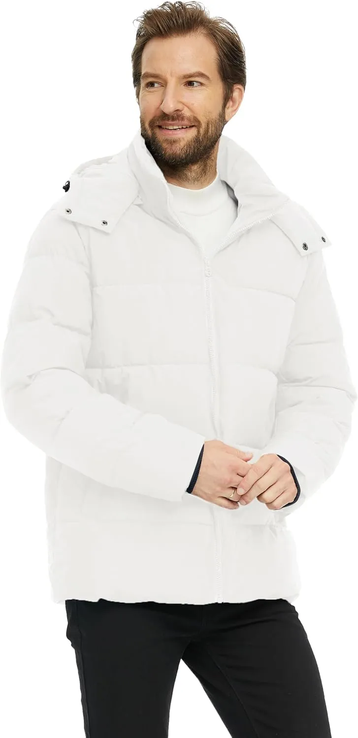 Skieer Men's Winter Coat Waterproof Warm Insulated Quilted Puffer Jacket with Detachable Hood