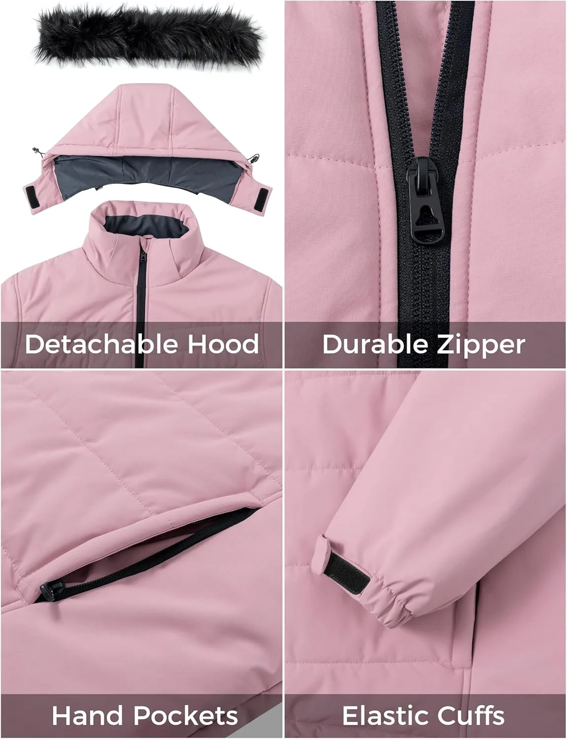 Skieer Women's Plus Size Ski Jacket Waterproof Warm Snow Winter Coat with Removable Hood