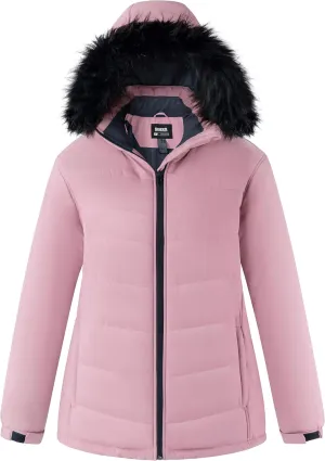 Skieer Women's Plus Size Ski Jacket Waterproof Warm Snow Winter Coat with Removable Hood