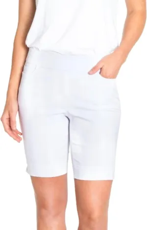 SLIM-SATION Women's Pull on Solid 9" Walking Short with 4 Functional Pockets