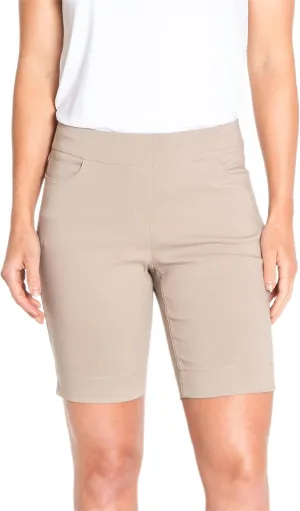 SLIM-SATION Women's Pull on Solid 9" Walking Short with 4 Functional Pockets