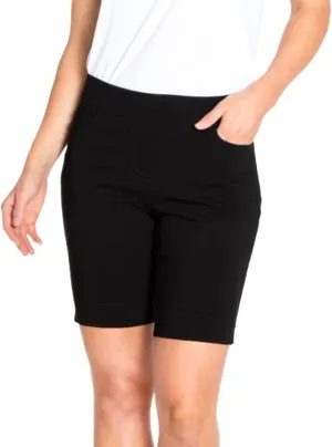 SLIM-SATION Women's Pull on Solid 9" Walking Short with 4 Functional Pockets