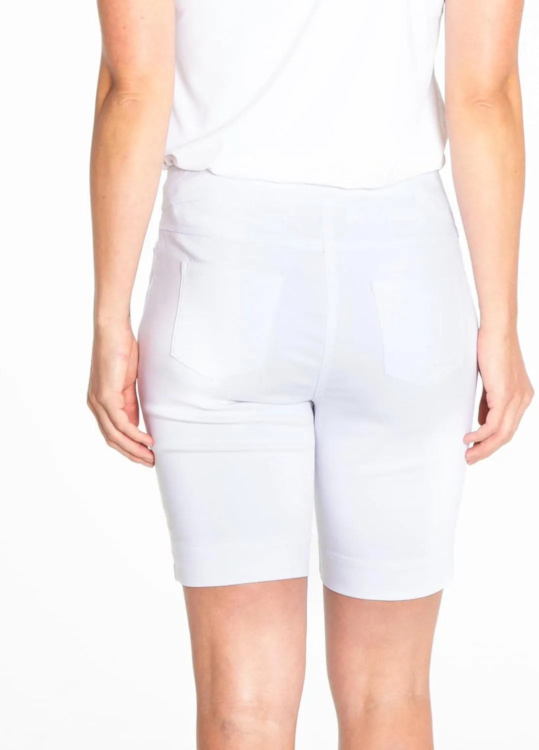 SLIM-SATION Women's Pull on Solid 9" Walking Short with 4 Functional Pockets