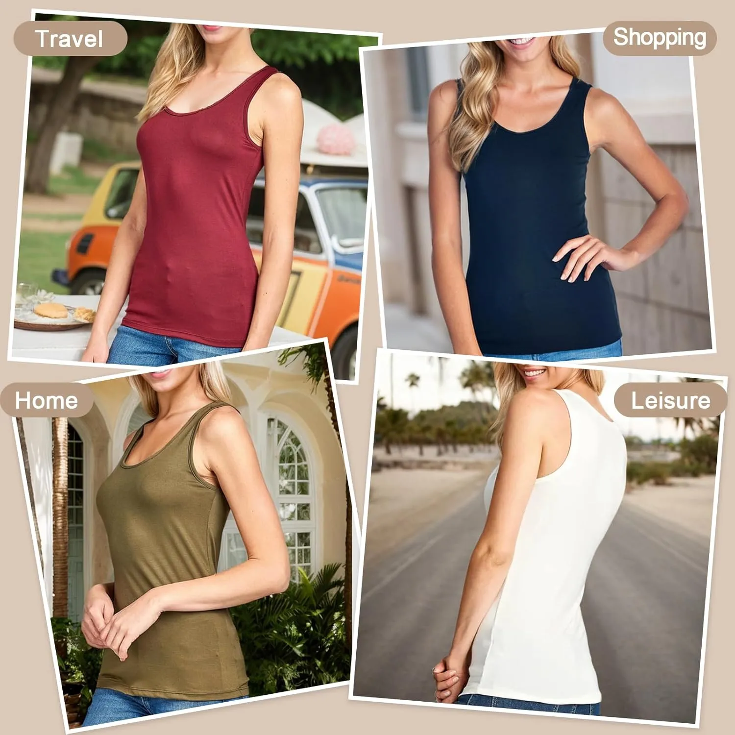 Solid Extra Soft Viscose Made from Bamboo Sleeveless Tank Top Undershirt for Women