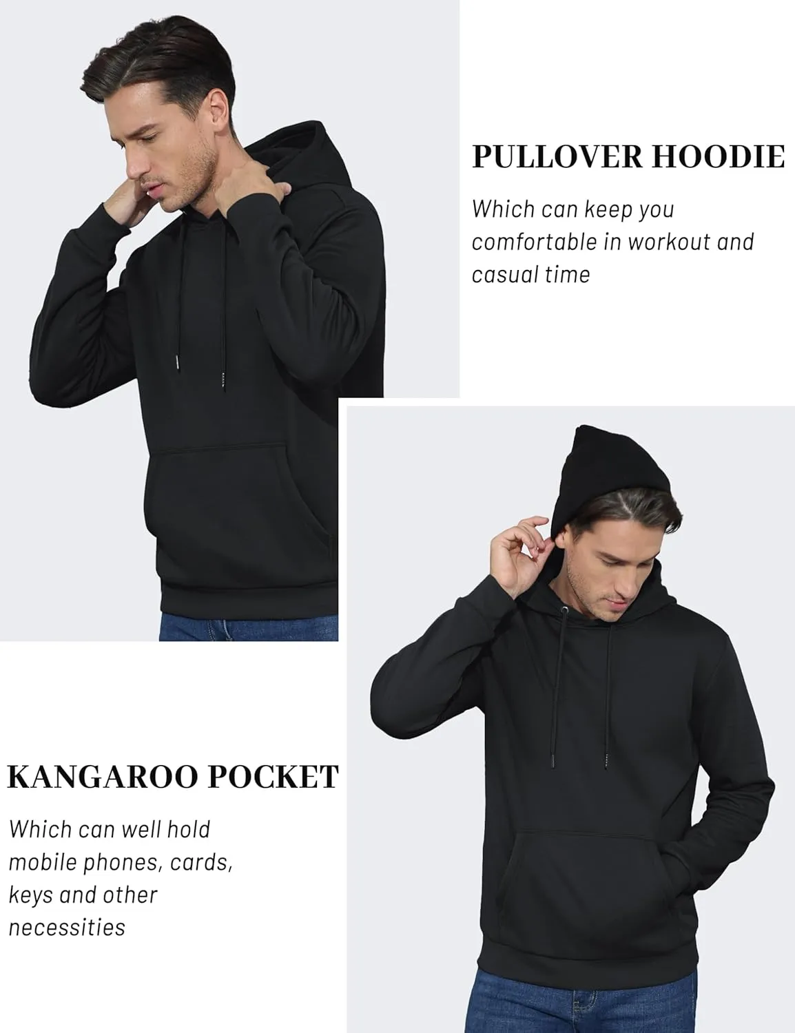 TACVASEN Men's Athletic Hoodies Fleece Lined Sweatshirt Pullover Soft Casual Hooded Sweatshirt with Pocket