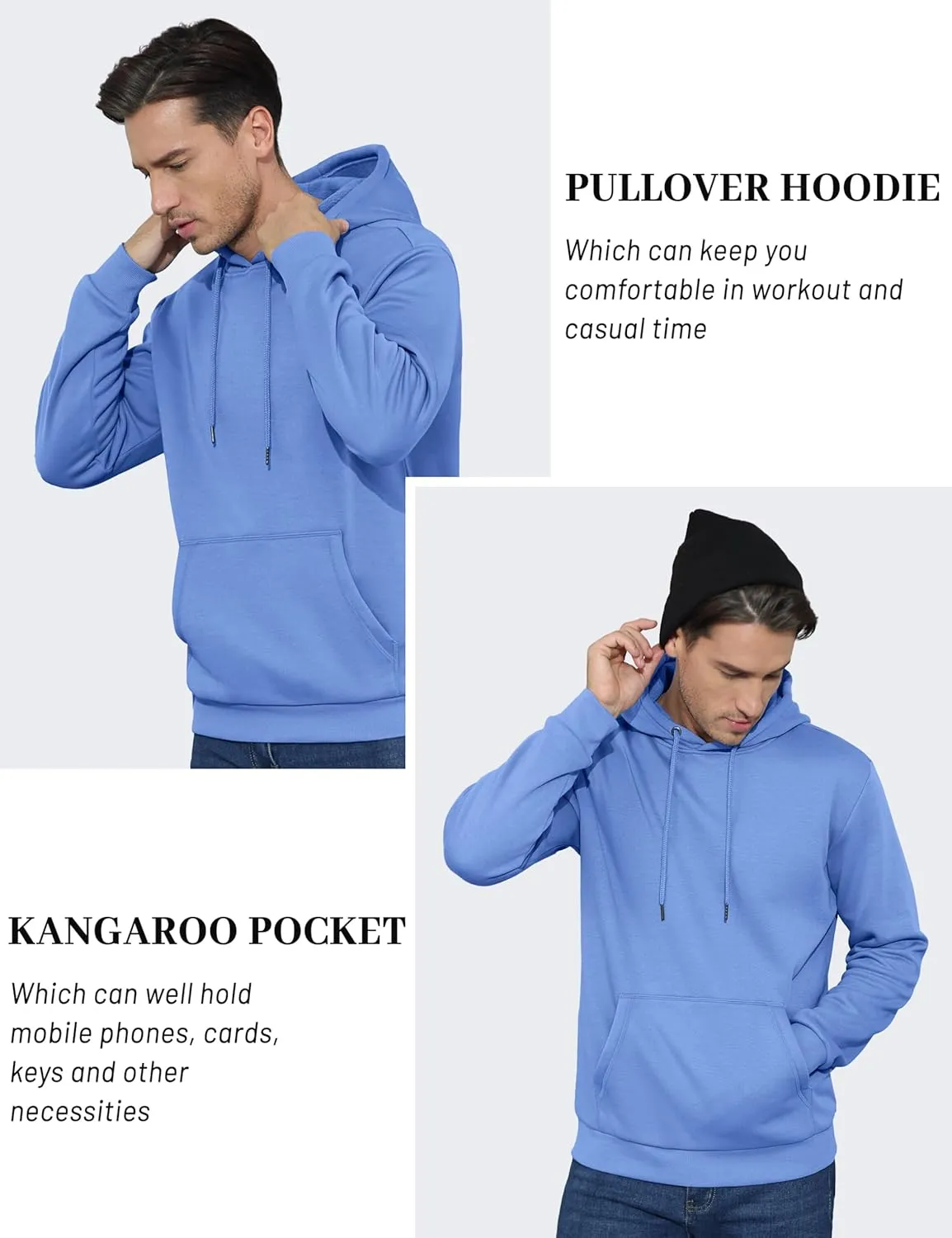 TACVASEN Men's Athletic Hoodies Fleece Lined Sweatshirt Pullover Soft Casual Hooded Sweatshirt with Pocket