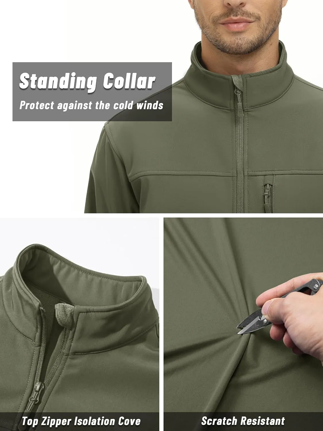 TACVASEN Men's Lightweight Softshell Jacket Fleece Lined Waterproof Tactical Soft Shell Rain Coats Windbreaker Outdoor