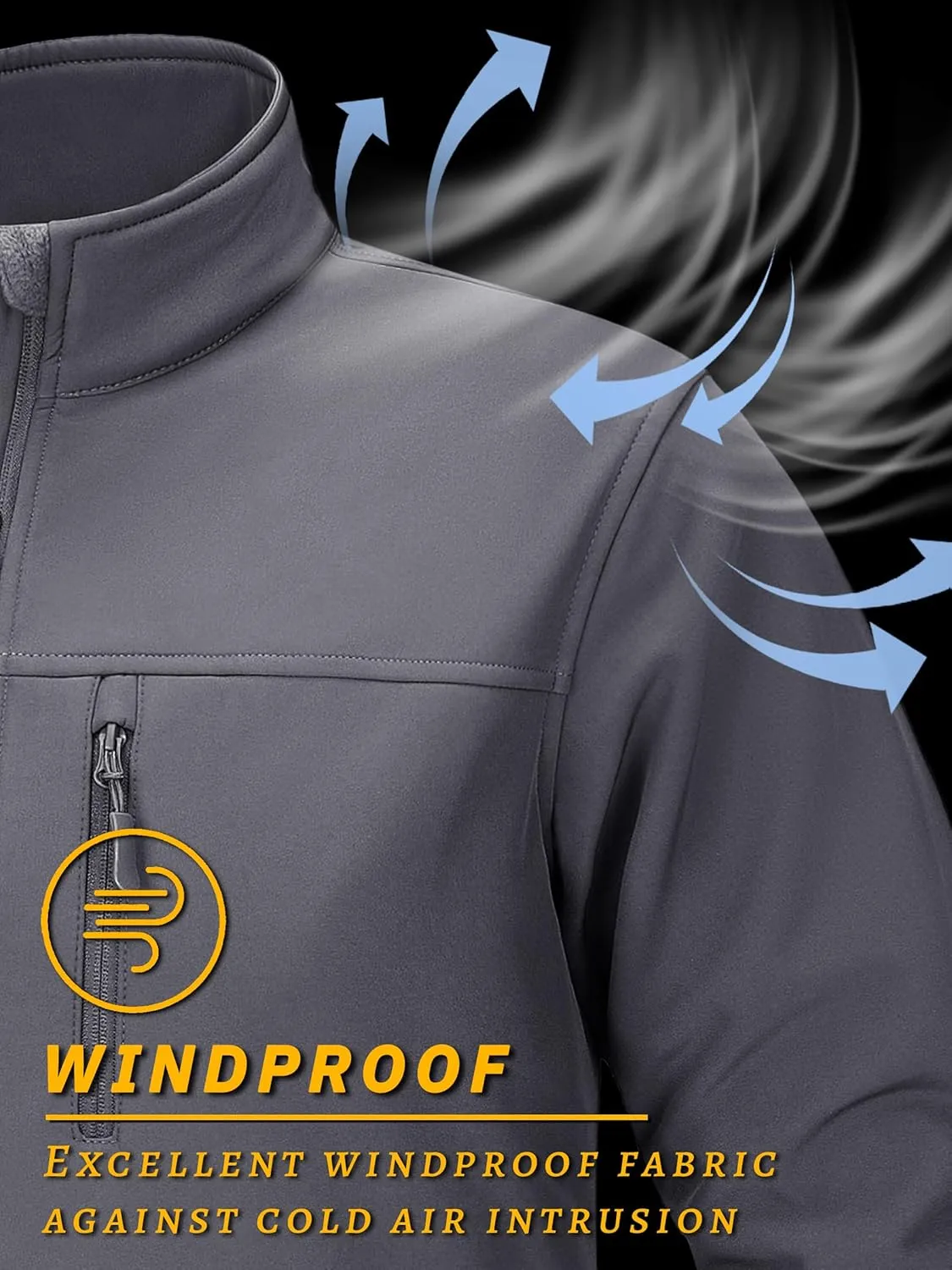 TACVASEN Men's Lightweight Softshell Jacket Fleece Lined Waterproof Tactical Soft Shell Rain Coats Windbreaker Outdoor