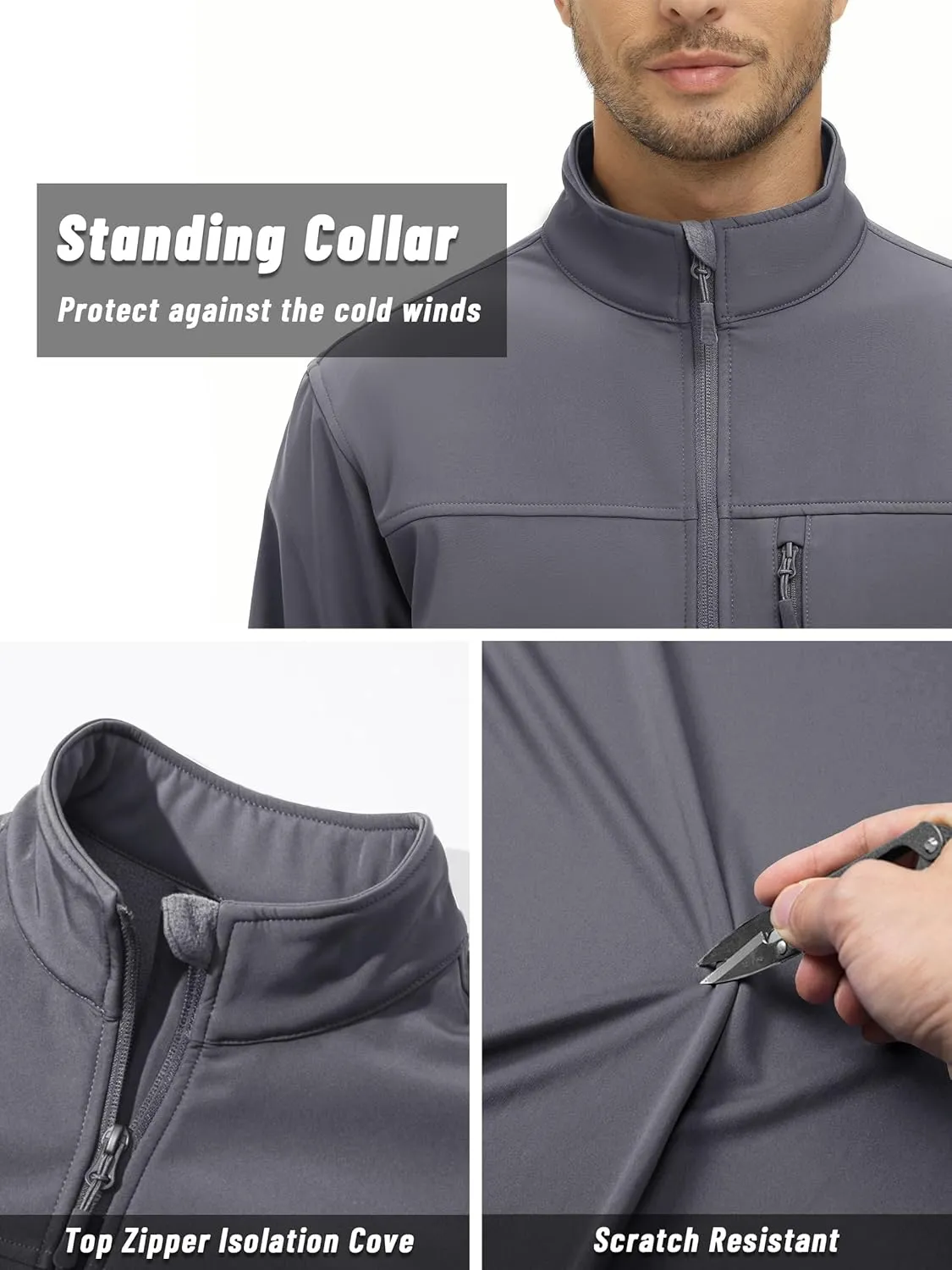 TACVASEN Men's Lightweight Softshell Jacket Fleece Lined Waterproof Tactical Soft Shell Rain Coats Windbreaker Outdoor