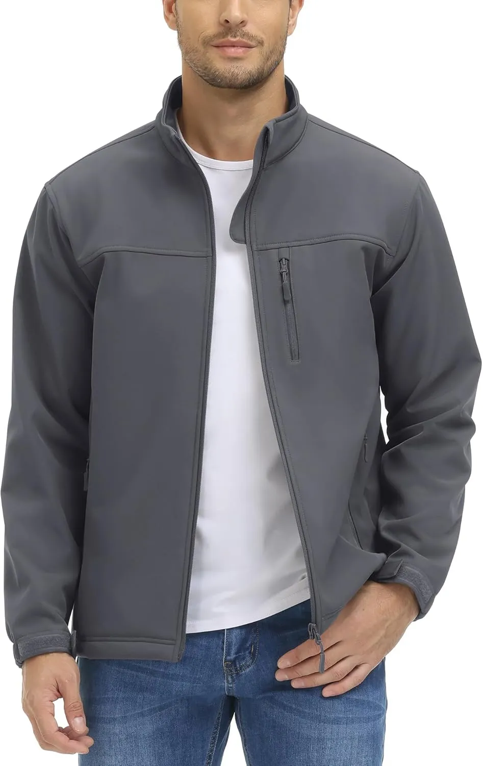 TACVASEN Men's Lightweight Softshell Jacket Fleece Lined Waterproof Tactical Soft Shell Rain Coats Windbreaker Outdoor