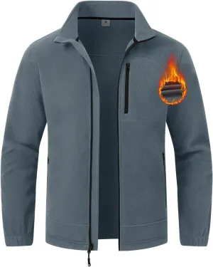 TBMPOY Men's Fleece Jackets Lightweight Full-Zip Fall Jacket Outdoor Hiking Warm Winter Coats with Pockets