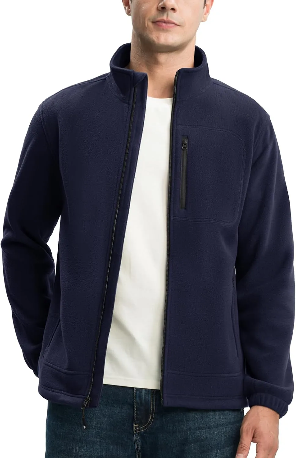 TBMPOY Men's Fleece Jackets Lightweight Full-Zip Fall Jacket Outdoor Hiking Warm Winter Coats with Pockets