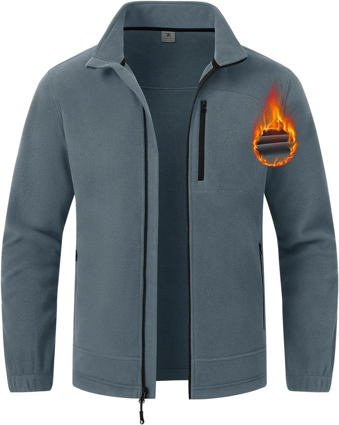 TBMPOY Men's Fleece Jackets Lightweight Full-Zip Fall Jacket Outdoor Hiking Warm Winter Coats with Pockets