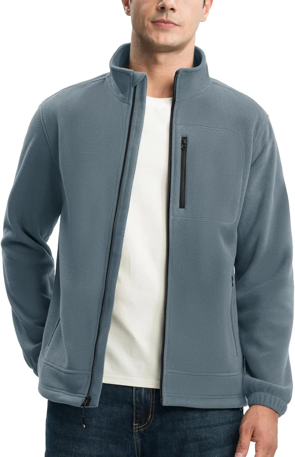 TBMPOY Men's Fleece Jackets Lightweight Full-Zip Fall Jacket Outdoor Hiking Warm Winter Coats with Pockets