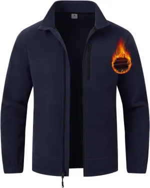 TBMPOY Men's Fleece Jackets Lightweight Full-Zip Fall Jacket Outdoor Hiking Warm Winter Coats with Pockets