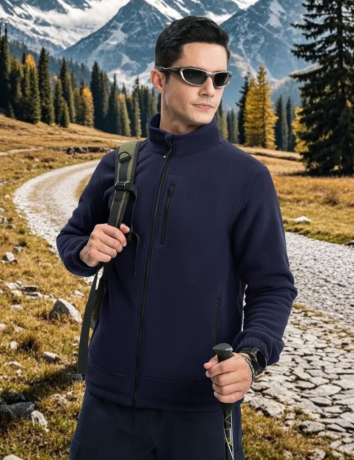 TBMPOY Men's Fleece Jackets Lightweight Full-Zip Fall Jacket Outdoor Hiking Warm Winter Coats with Pockets