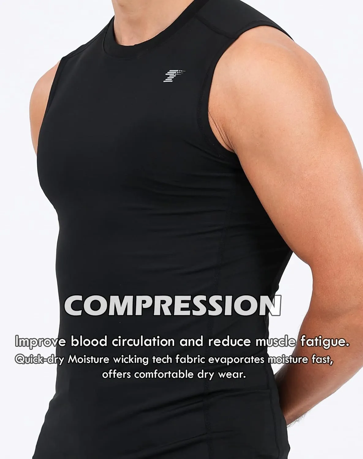 TELALEO 5 Pack Men's Athletic Compression Shirts Sleeveless Workout Tank Top Sports Base Layer Running Basketball