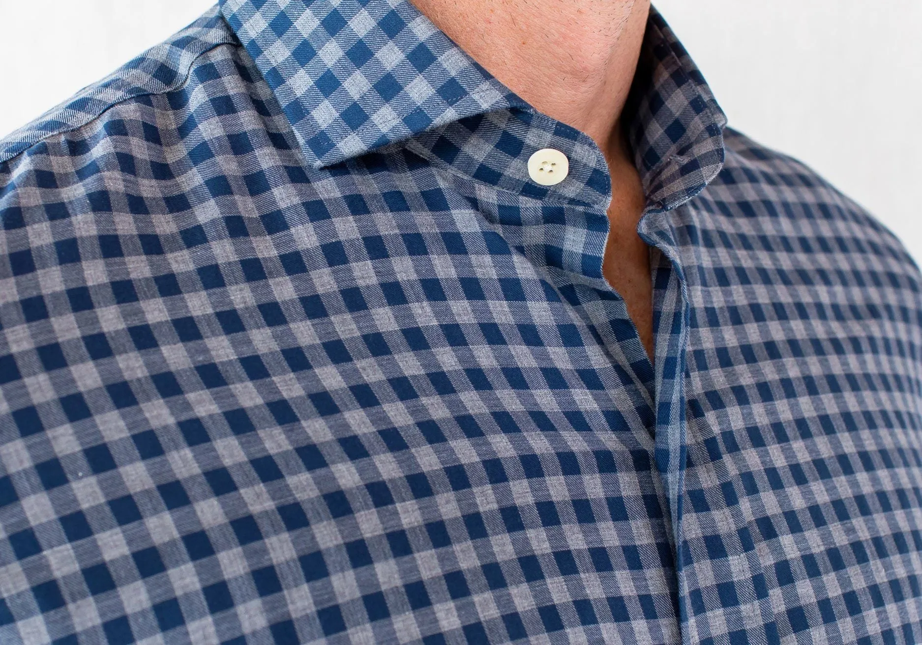 The Aegean Blue Delham Brushed Gingham Casual Shirt