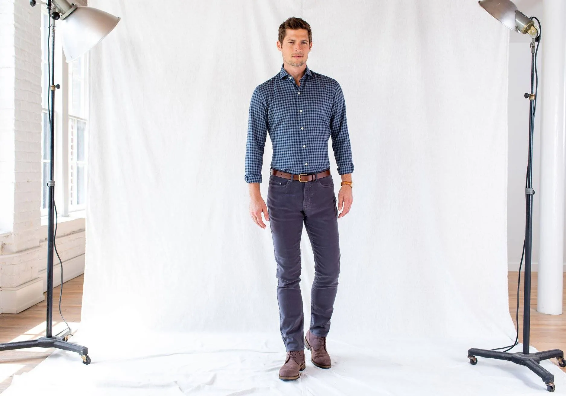 The Aegean Blue Delham Brushed Gingham Casual Shirt