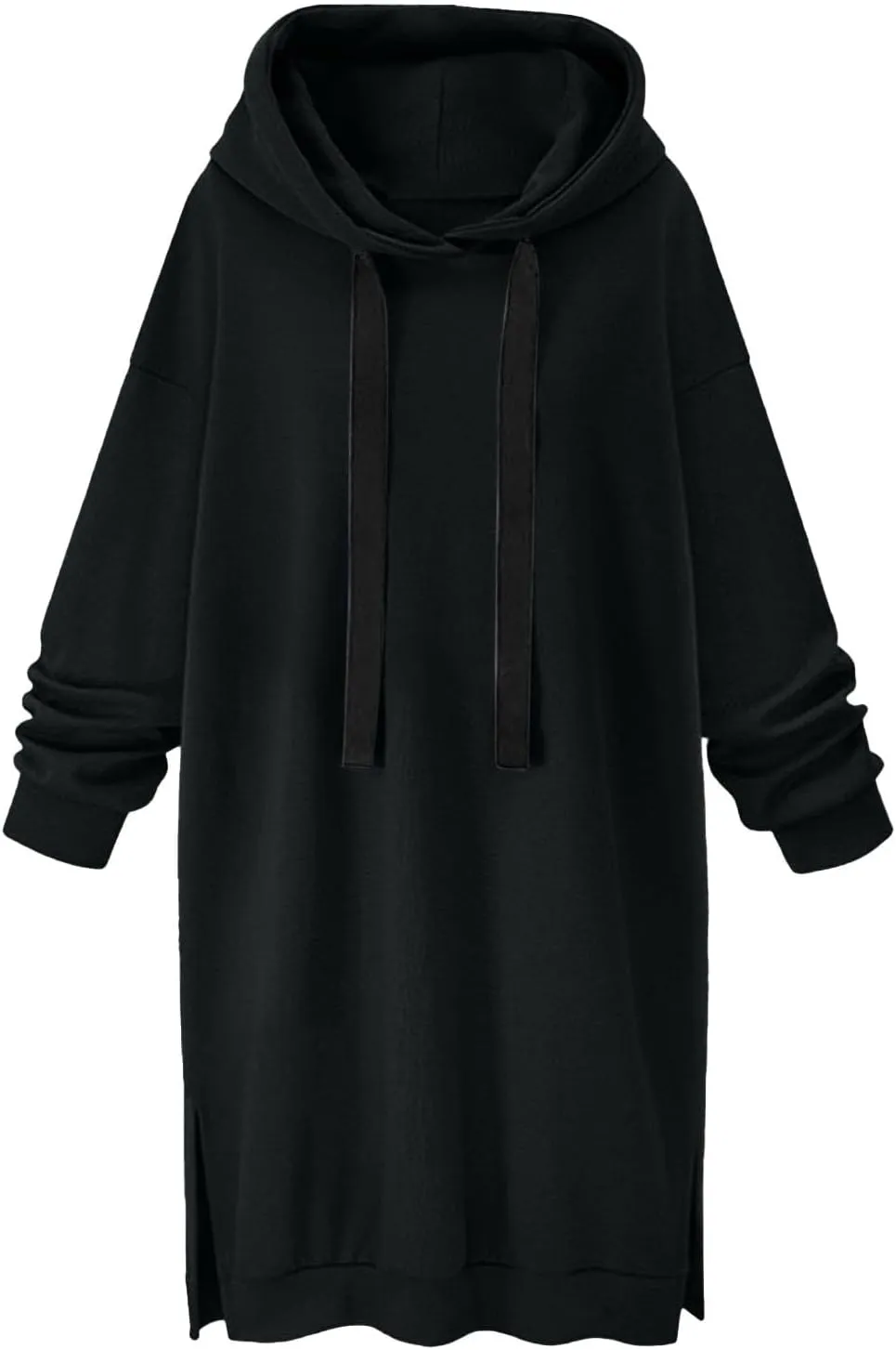 The Warmy Oversized Hoodie Dress for Women Split Hem Pullover Tops Long Sweatshirt with Pocket Casual Dressy Tunics