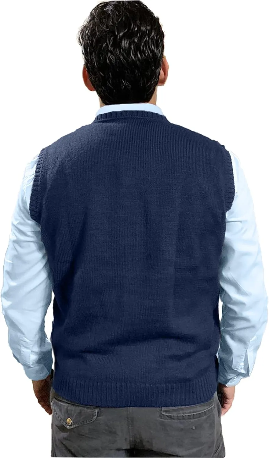 TINKUY Peru Mens Alpaca Wool V Neck Argyle Cardigan Vest, S-4XL