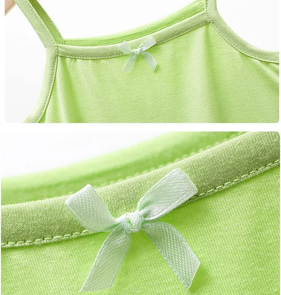 Toddler Girl's Cotton Camisole Undershirts 3-4 Pack Cute Printed Tank Top Camis for Kids 2T-8T