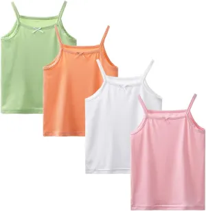 Toddler Girl's Cotton Camisole Undershirts 3-4 Pack Cute Printed Tank Top Camis for Kids 2T-8T