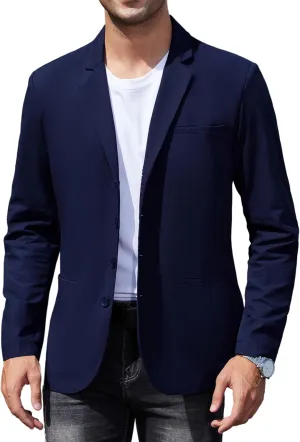 TURETRENDY Men's Casual Coat Lightweight Linen Blazer Regular Fit Sport Jackets Four Buttons Daily Suits