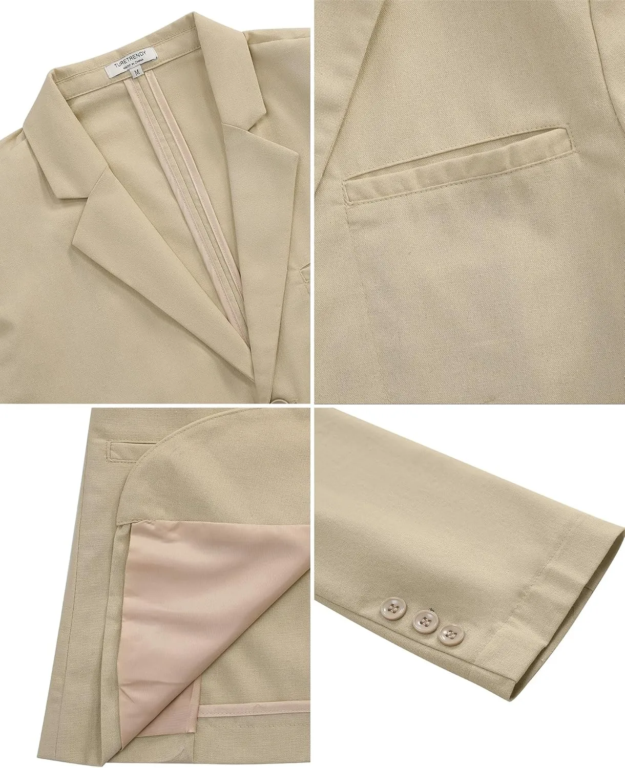 TURETRENDY Men's Casual Coat Lightweight Linen Blazer Regular Fit Sport Jackets Four Buttons Daily Suits