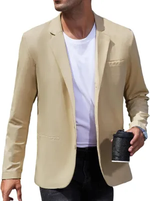 TURETRENDY Men's Casual Coat Lightweight Linen Blazer Regular Fit Sport Jackets Four Buttons Daily Suits