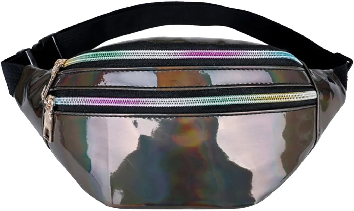 Waist Bag Men And Women Shiny PU Waist Bag Functional Color Single Shoulder Body Bags Men Leather Bags (Brown, One Size)